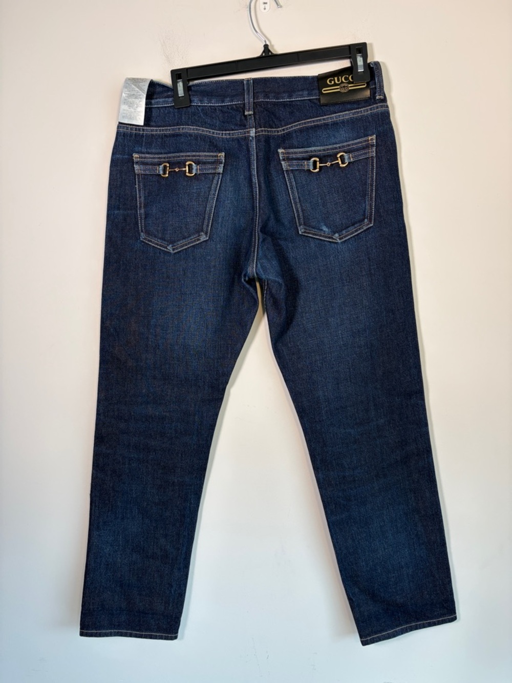 GUCCI Men’s Tapered 5 Pocket Washed Jeans in Dark Indigo - 34